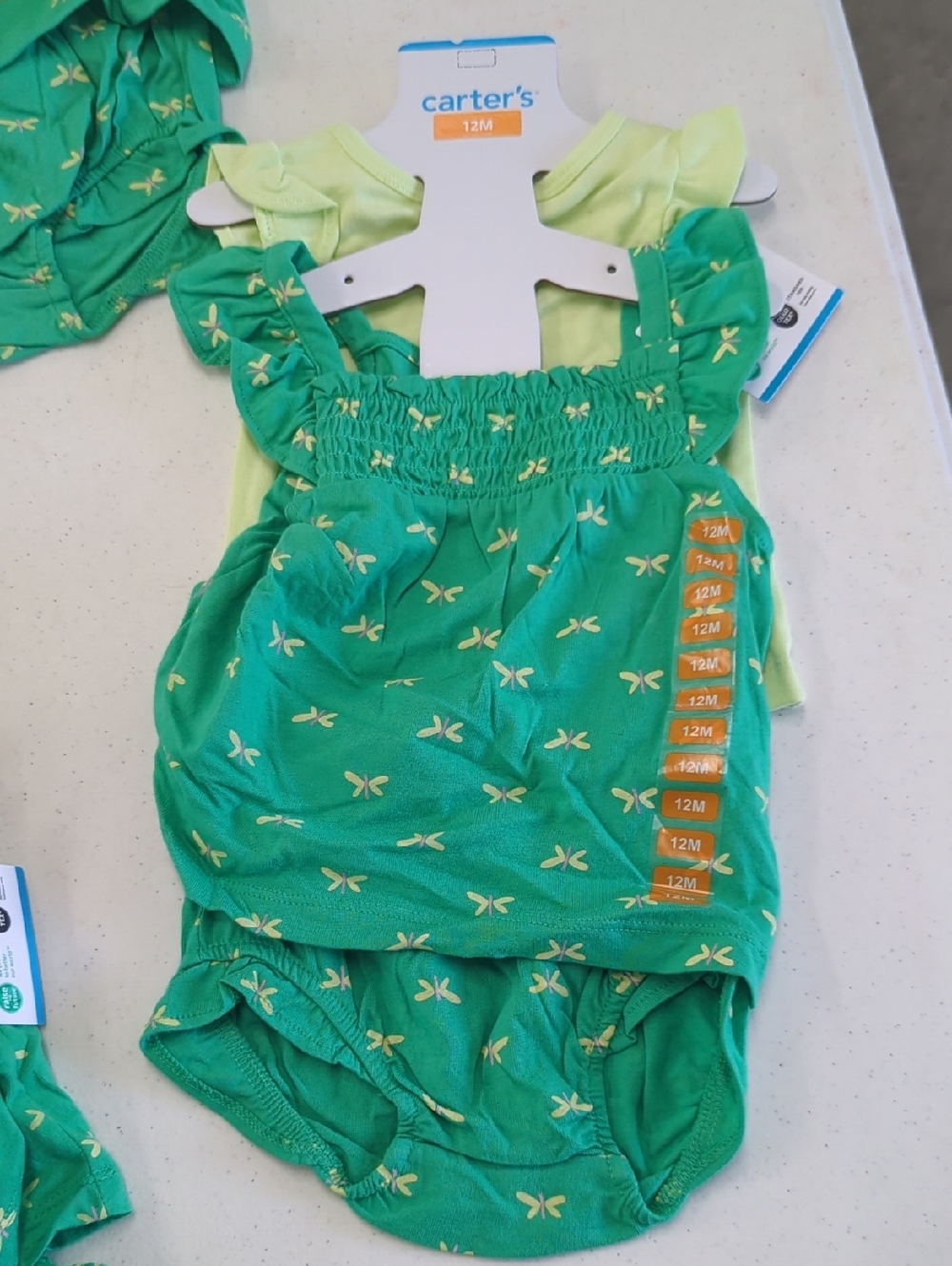 Carter's Green and Yellow Butterfly Romper